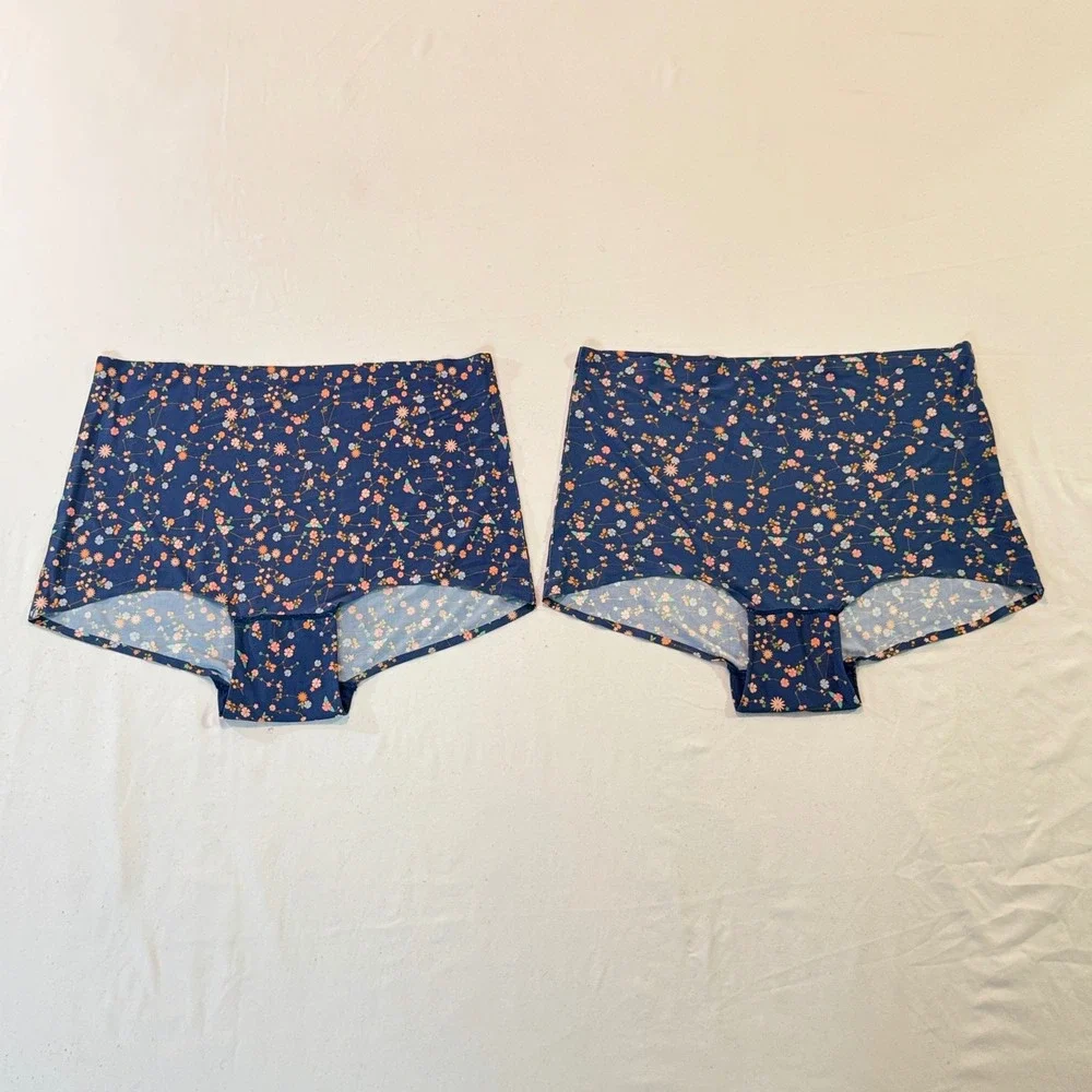Cheek Boss Floral Constellation Seamless Boy Short Panties Navy Blue 3XL 2 Pack
